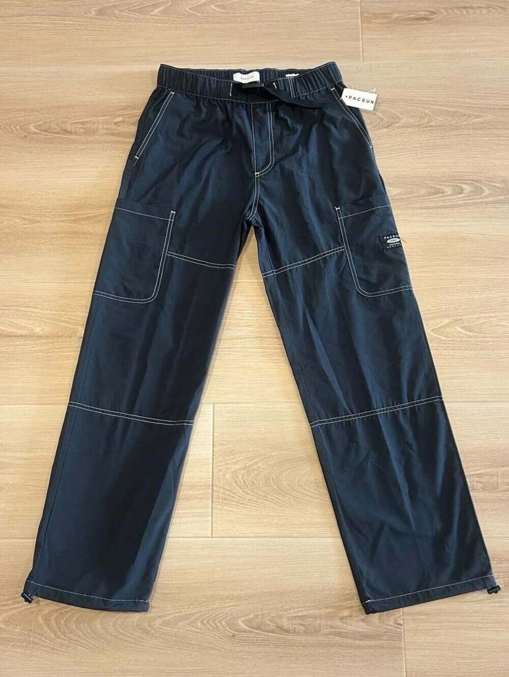 PacSun Baggy Cargo Pants Size S Black Contrast Stitching
